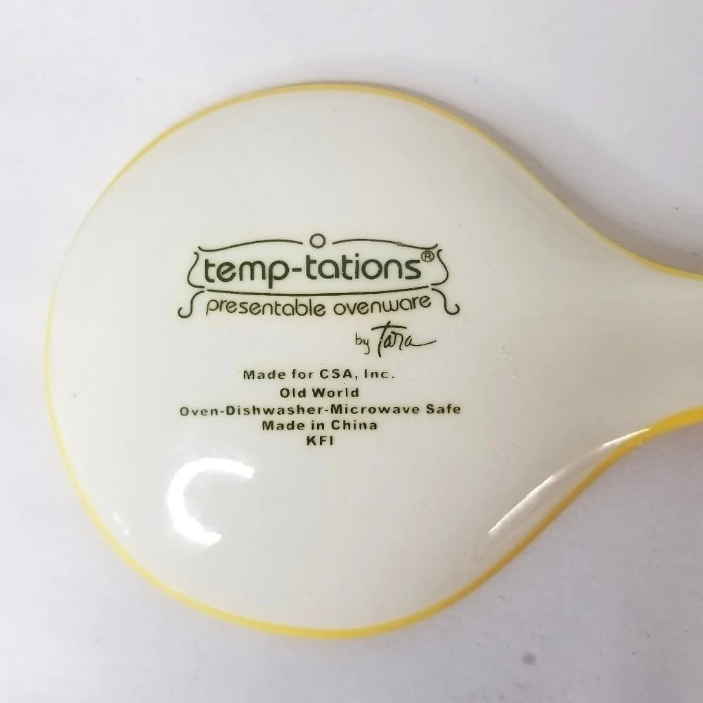 Temp-Tations by Tara Yellow Floral Ceramic Salad Serving Spoon and Fork